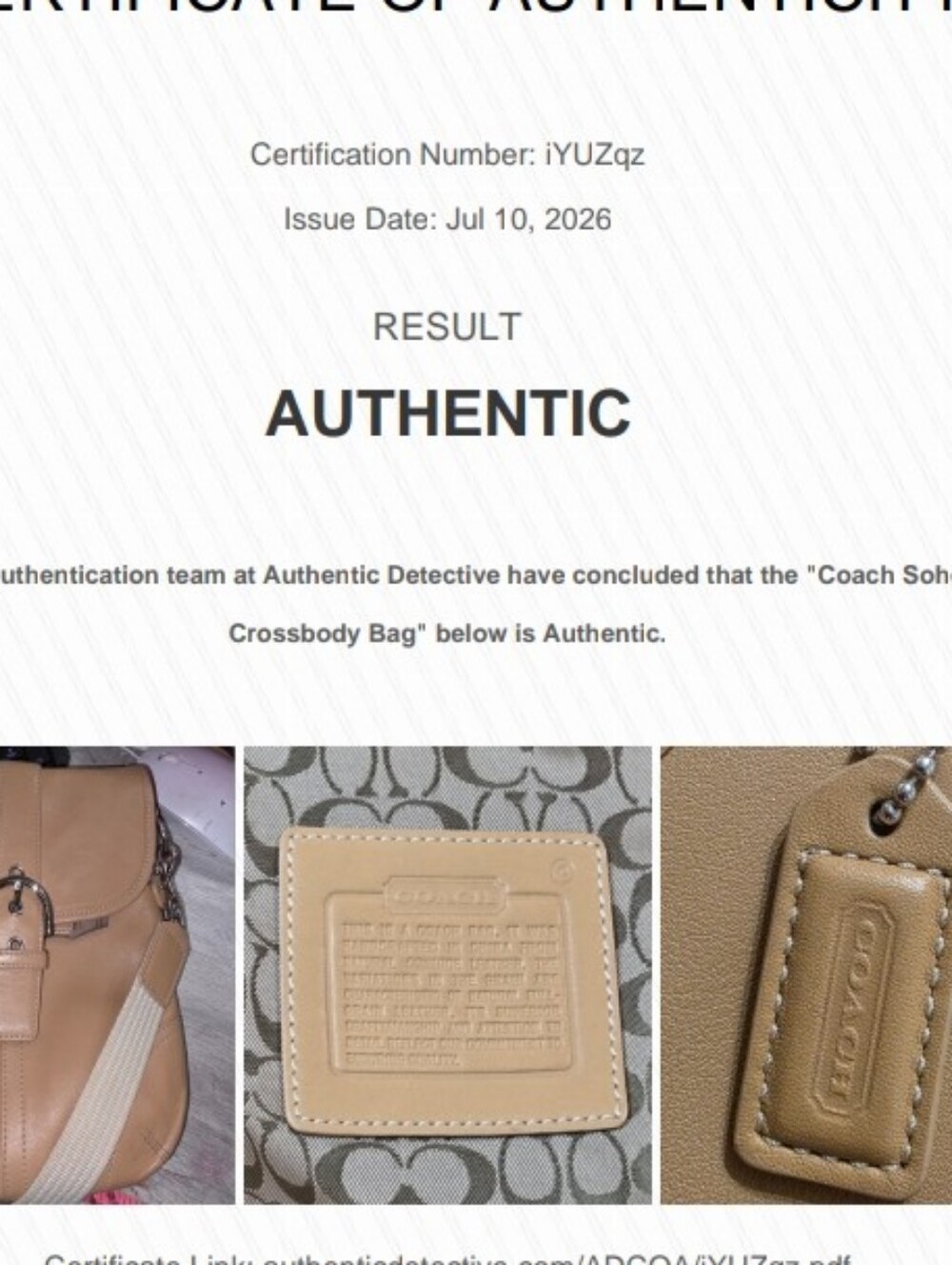 COACH VTG Soho Flap buckle Crossbody bag in Tanl leather EUC With COA - Picture 9 of 9